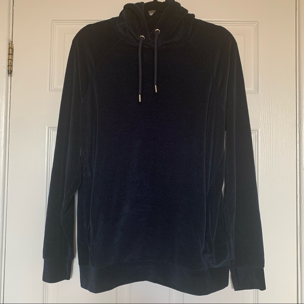 Topman Velour Hoodie Navy size Small